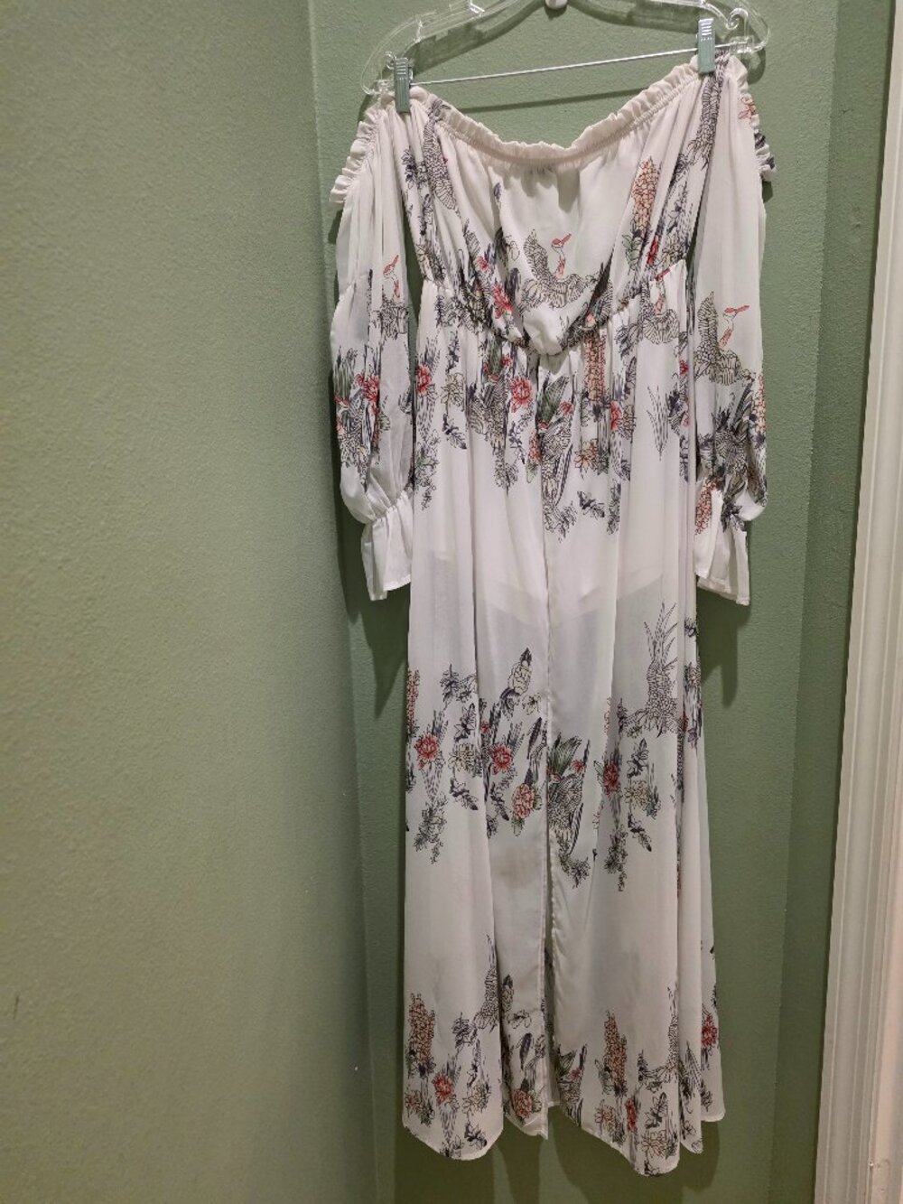 Chic Me Tropical Shorts with Sheer Overlay One-Piece Romper Size Large - Picture 1 of 13